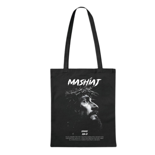 BOLSA ALGODON NEGRA - DISEÑO MESIAS